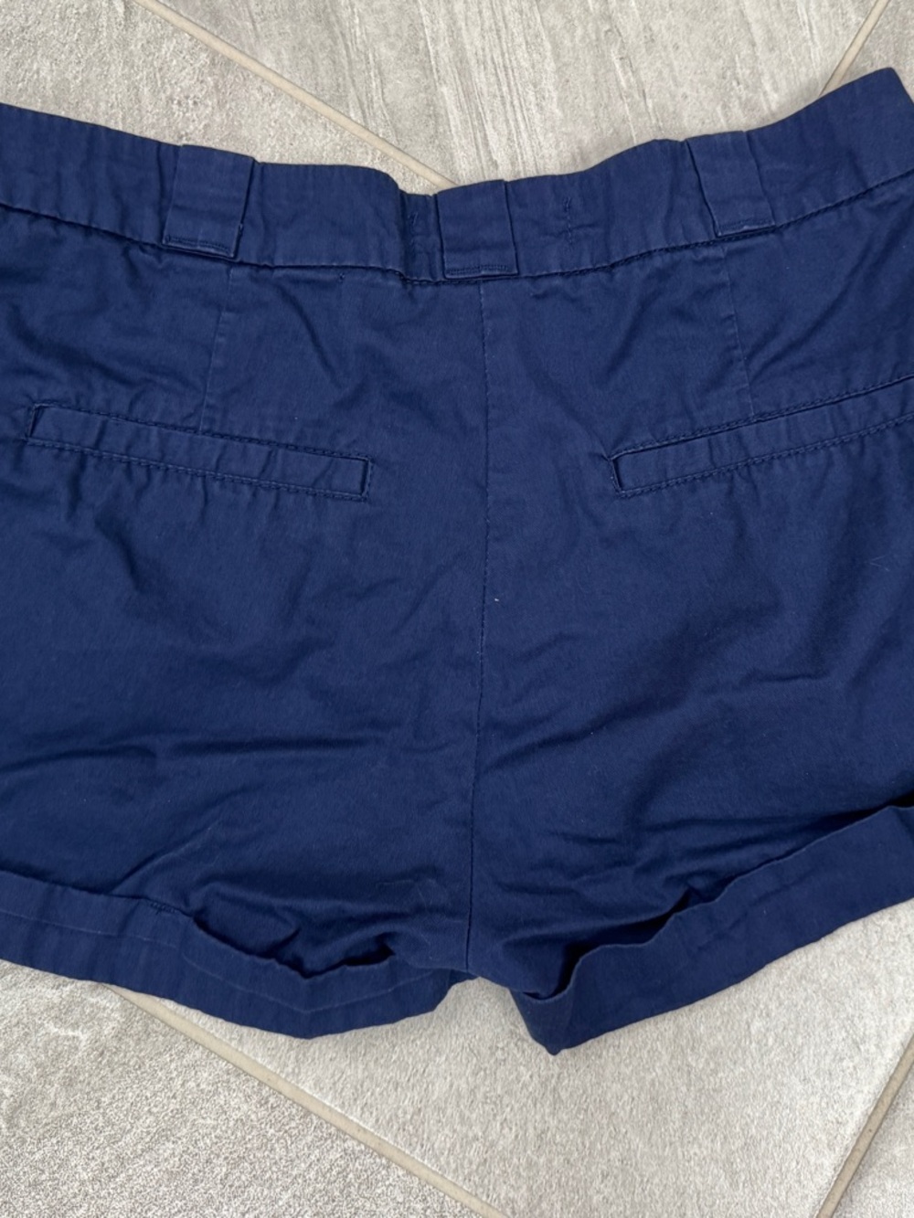 George & Martha Navy Pleated Cotton-Blend Bermuda Shorts - Picture 4 of 4